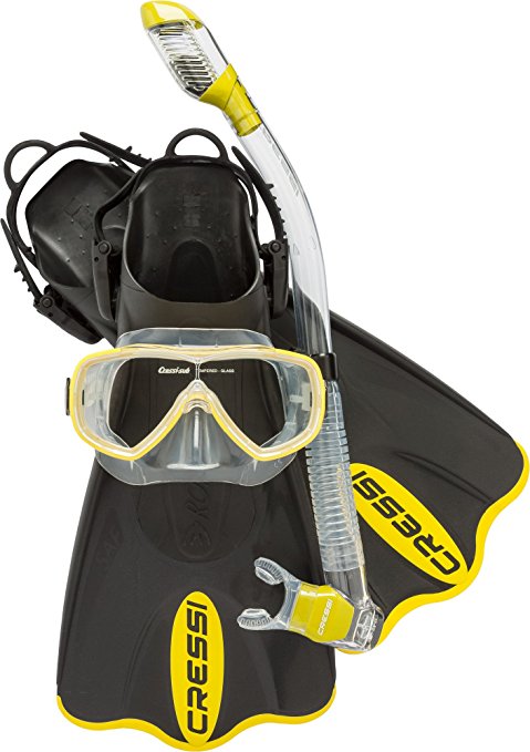 Cressi Light Weight Premium Travel Snorkel Set fo All Family | Palau SAF Set made in Italy