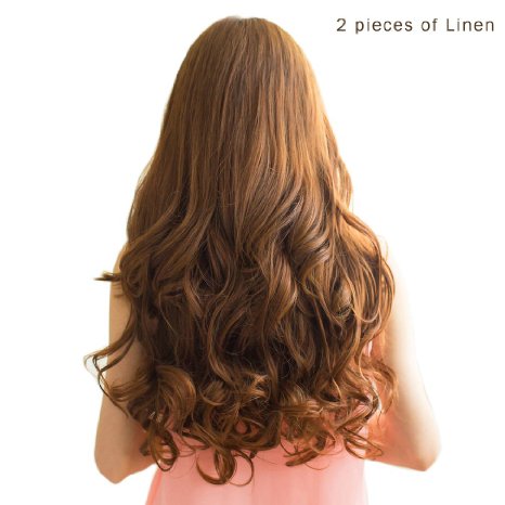 REECHO® 20" 1-Pack 3/4 Full Head Curly Wave Clips in on Synthetic Hair Extensions Hairpieces for Women 5 Clips 4.6 Oz per Piece - Linen
