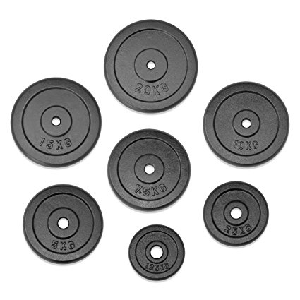 JLL® Weight Plates 1" Cast Iron Weights for Dumbbell/Weight Lifting Bars - 1.25kg, 2.5kg, 5kg, 7.5kg, 10kg, 15kg and 20kg in Sets of 5kg, 10kg, 15kg, 20kg and 30kg