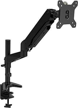 WOM Fully Adjustable Monitor Desk Mount with Built in Gas Spring, Supports 19", 9” 21” 22” 24” 25” 27” 28 inch Screens, VESA Compliant. (Single arm with Gas Spring)