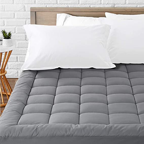 LEISURE TOWN Queen Cooling Mattress Pad Cover(8-21 Inch Deep Pocket)-Fitted Quilted Mattress Topper Down Alternative Fill (Queen, Cube Dark Grey)