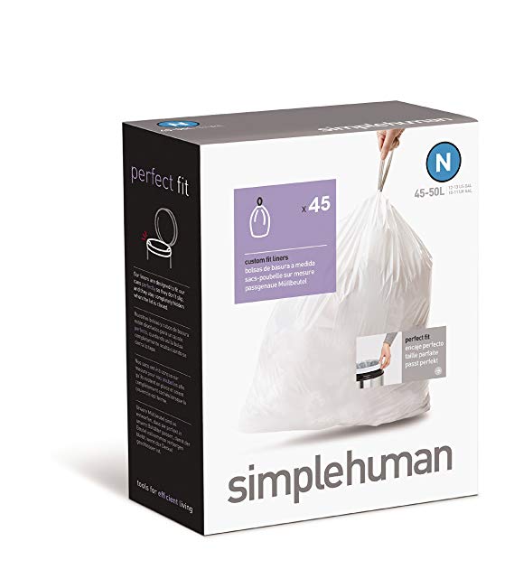 Simplehuman CW0223 Custom Fit Bin Liners, Code N, 45-50 Litre, 45 Pack