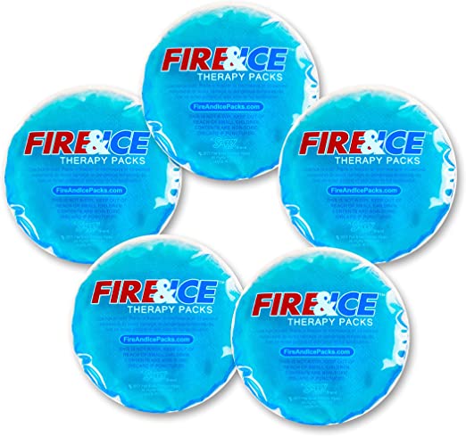 Fire & Ice Hot Cold Gel Packs—5 Reusable Therapy Pads-Use Microwave Hot or Freezer Cold for Injuries, Arthritis Pain, Tired Eyes, Child Boo Boos. Place in Lunch Boxes and Coolers to Keep Food Fresh