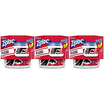 Ziploc Brand NFL Atlanta Falcons Twist 'n Loc Containers, Small, 2 ct, 3 Pack