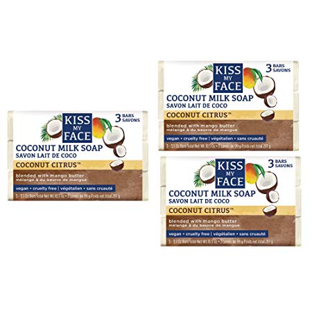 Kiss My Face Pure Coconut Milk Soap Bar with Mango Butter, 3.5 oz, 3 Count