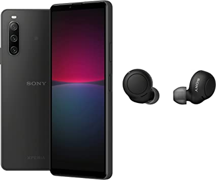 Sony Xperia 10 IV Bundle - 6 Inch 21:9 Wide OLED display - Triple Lens Camera - 3.5 mm audio jack - 5000mAh - 161g - SIM free - Dual SIM hybrid - Black with WF-C500 Earbuds