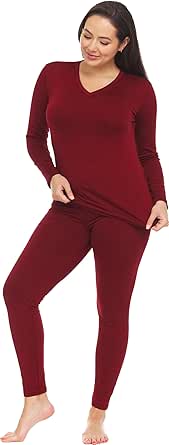 Thermajane Long Johns Thermal Underwear for Women Fleece Lined Base Layer Pajama Set Cold Weather