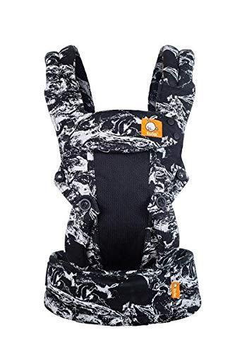 Baby Tula Coast Explore Mesh Baby Carrier 7 – 45 lb, Adjustable Newborn to Toddler Carrier, Multiple Ergonomic Positions Front and Back, Breathable – Coast Marble, Black/White Marble with Black Mesh