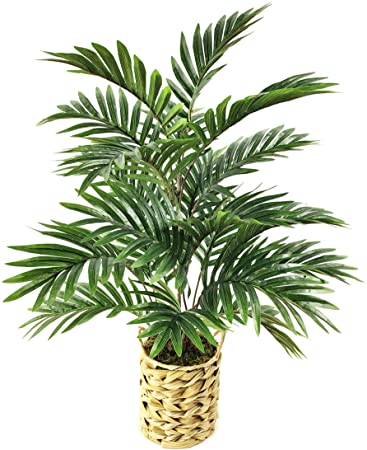 WANGYANG Artificial Palm Tree Faux Areca Palm Tree Potted Plastic Palm Tree Plant Faux Areca Palm for Indoor Decor Green Color -1 Pack