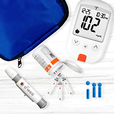 O'Well Diabetes Testing Kit, 110 Count | Tyson Meter, 110 Tyson Blood Glucose Test Strips, 110 Lancets, Lancing Device, Control Solution, Owner's Manual, Log Book & Carry Case