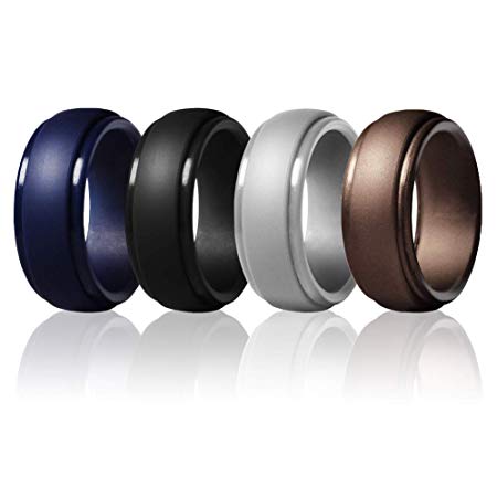 Silicone Wedding Ring for Men,4 Packs/7 Packs/8 Packs Silicone Rubber Wedding Bands,Hypoallergenic Medical Grade Silicone,Comfortable Soft Durable Wedding Ring Replacement for Gift or Own Use