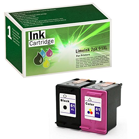 Limeink Remanufactured Ink Cartridge Replacements for HP 61XL High Yield (1 Black / 1 Color, 2 Pack)