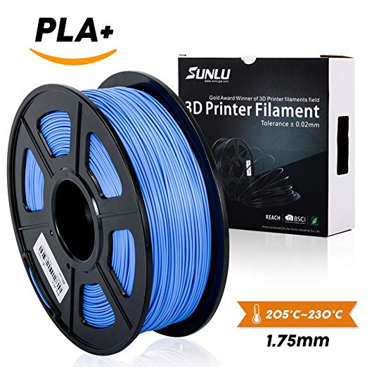 SUNLU 3D Printer Filament PLA Plus, 1.75mm PLA Filament, 3D Printing Filament Low Odor, Dimensional Accuracy  /- 0.02 mm, 2.2 LBS (1KG) Spool 3D Filament for 3D Printers & 3D Pens, Sky Blue PLA