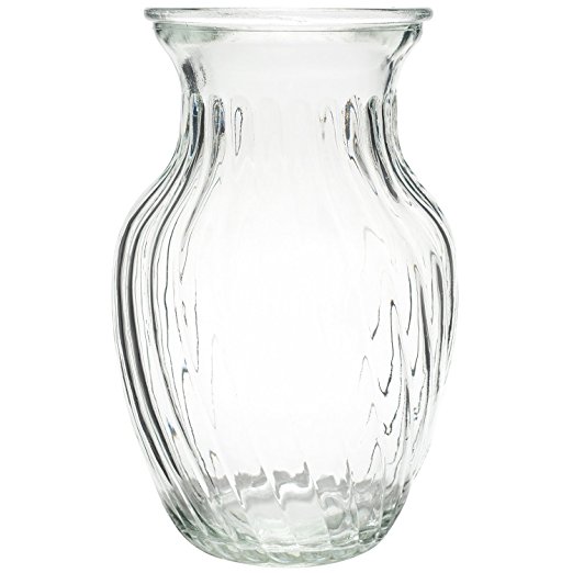 Flower Bunch Glass Vase Decorative Centerpiece For Home or Wedding by Royal Imports - Swirl Style - 8" Tall, 4" Opening, Clear