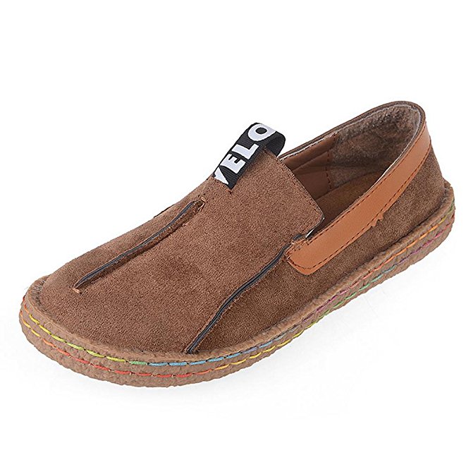 ALBBG Leather Boat Mary Loafers Travel Driving Platform Wide Brown Girl's Woman's Shoes Walking