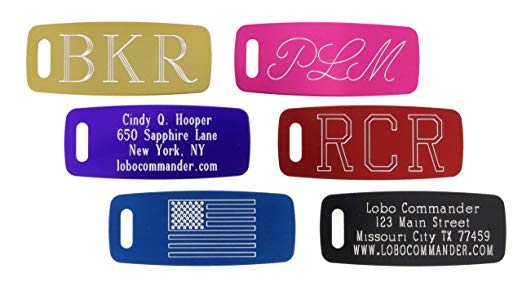 Custom Aluminum Luggage Tags - Personalized & Engraved to Your Specifications - Up to 5 Lines of Text on Both the Front & Back - Great Gift for Adults & Kids Who Travel