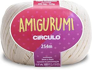 Circulo Amigurumi Yarn, 100% Mercerized Brazilian Virgin Cotton - Cotton Yarn for Crocheting and Knitting, Soft Yarn, Yellow Yarn Art - Sport Weight Yarn, 4.4 oz, 278 yds (8176 - Off-White)