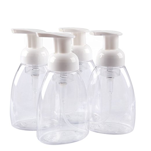 4 Pack,8.5 oz 250ml Foaming Liquid Soap Containers ,BPA Free Refillable Soap Bottles with Pump,Use to Store Homemade Liquid Soap,Dish Soap,Body Wash and More