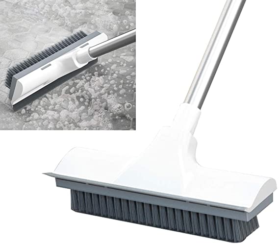 Runytek Stiff Bristle Floor Scrub Brush for Cleaning Bathroom, Tile, Bathtub Deck and Patio, with Adjustable Stainless Steel Handle 20" to 48.8"