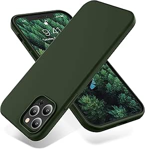 OTOFLY Compatible with iPhone 12 Pro Max Case 6.7 inch(2020),[Silky and Soft Touch Series] Premium Soft Liquid Silicone Rubber Full-Body Protective Bumper Case (Forest Green)