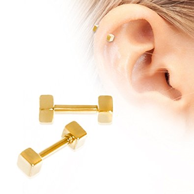 Cubed Cartilage/Tragus Earring 316L Surgical Steel (Sold Individually)