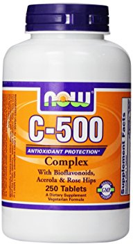 NOW Foods C-500 Complex with Bioflavonoids, Acerola and Rosehips 250 Tablets