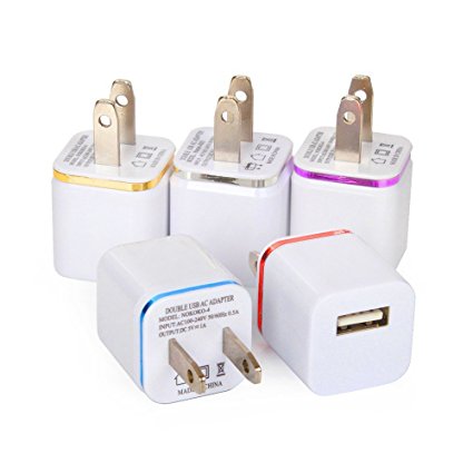 SEGMOI(TM) 5Pack US Plug USB AC Power Charging Adapter Wall Travel Charger For iPhone 5 5S 6 6S 6Plus Samsung Galaxy Note LG NEXUS Tablet Mobile Phone