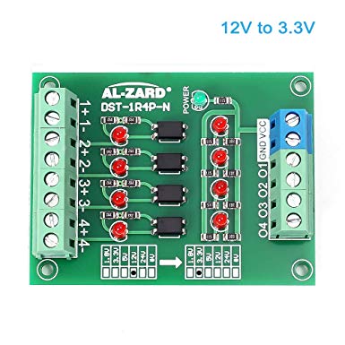 12V to 3.3V PLC Signal Converter Module, 4 Bit Optocoupler Isolator Maluokasa DST-1R4P-N Converter Board PNP NPN to NPN
