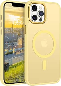 BENTOBEN for iPhone 12 Pro Max Magnetic Case, iPhone 12 Pro Max Phone Case Compatible with MagSafe, Translucent Matte Shockproof Anti-Fingerprint Phone Case for iPhone 12 Pro Max 6.7", Yellow