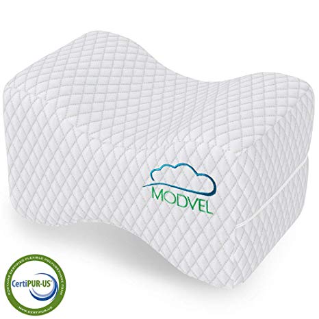 Modvel Orthopedic Knee Pillow – Memory Foam Knee, Hip, Sciatica & Lower Back Pain Relief Cushion, Provides Support & Comfort, Breathable, Between-The-Legs Pregnancy Sleep Contour Wedge (MV-104)