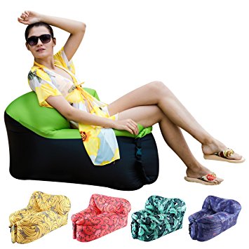 Inflatable Lounger Air Sofa Chair with U-shape neck pillow and handy storage bag for Camping&Hiking & Swimming pool to use as mattress (outdoor&indoor)