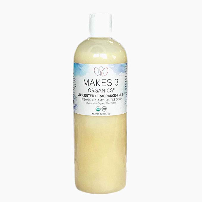 Makes 3 Organics Creamy Castile Organic Liquid Soap, Unscented, 16 Fl. Oz