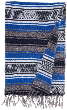 Authentic 6' x 5' Mexican Siesta Blanket (Blue)