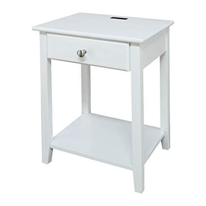 Casual Home 647-21 Owl White Night Stand with USB Port
