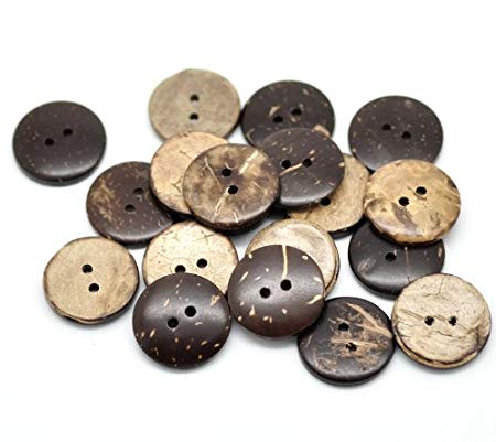 50pc 3/4" (20mm) Brown Coconut Shell 2 Holes Sewing Buttons [Office Product]