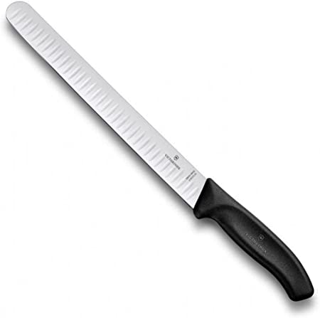 Victorinox Slicing knife Swiss Classic with fluted edge 25cm in black, Stainless Steel, 30 x 5 x 5 cm