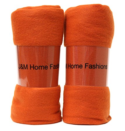 J & M Home Fashions Solid Fleece Throw (2 Pack), 50" by 60", Potter's Clay