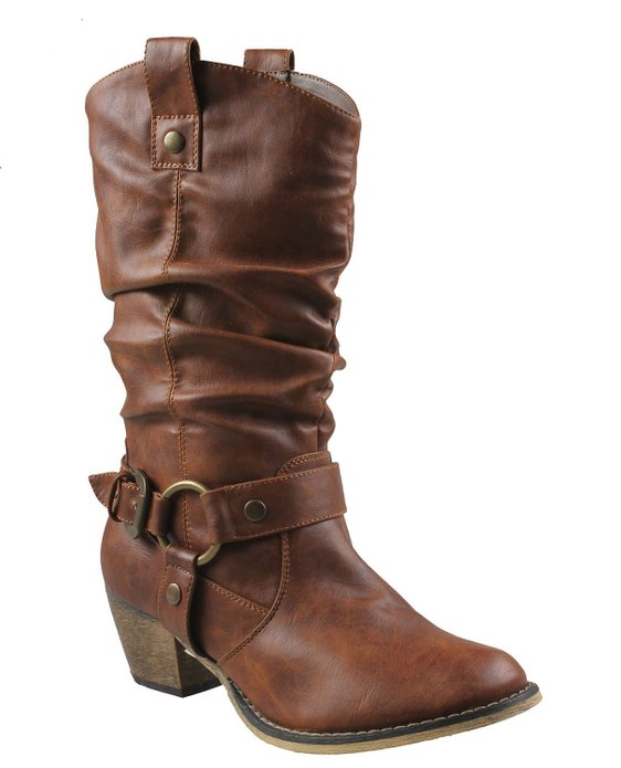 Refresh Wild-02 Women's Mid calf Cowboy boots with distressed PU upper