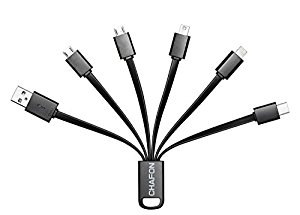 Chafon Multi 6 in 1 USB Charging Cable for iPhone,iPad and Android Smartphone Devices with USB Type C Cable for Nexus 6P, Nexus 5X, Oneplus 2 and Other Type-C Supported Devices-Black
