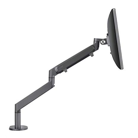 AITERMINAL Single Monitor Arm Monitor Desk Mount Stand Full Motion Swivel Gas Spring for 17''-27'' Computer Monitor from 4.4 to 19lbs-Grey