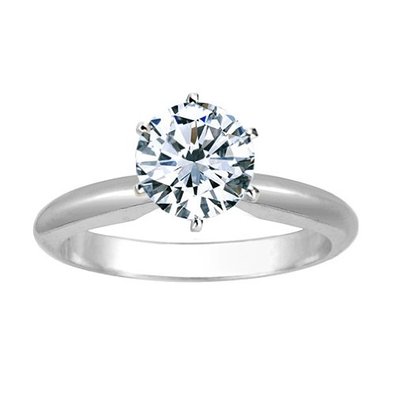 IGI Certified 1.00 Carat Round Brilliant Cut/Shape 14K White Gold Solitaire Diamond Engagement Ring 6 Prong (H-I Color, I1-I2 Clarity)