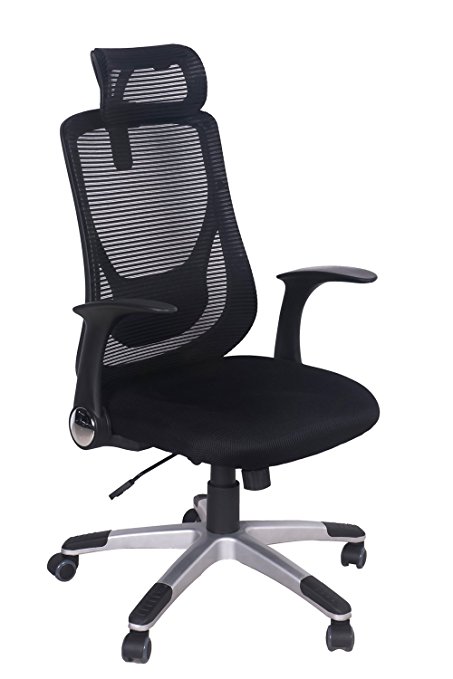 Merax Ergonomic Mesh Adjustable Home Desk Chair Office Chair Modern New Design Reclining Chair (Black 1)