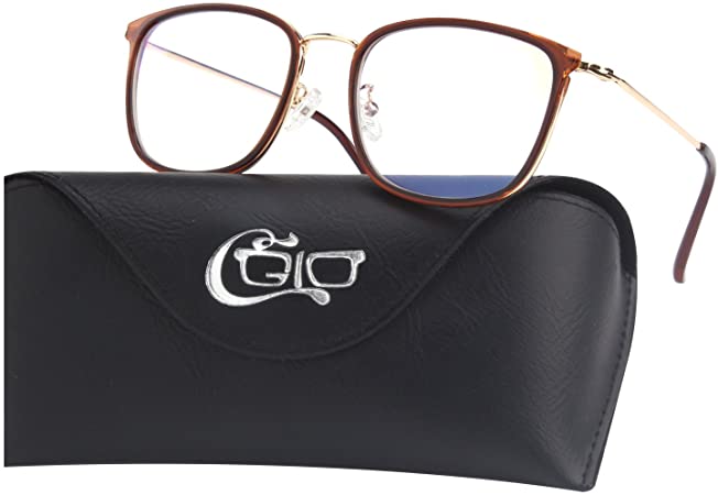 CGID 2019 New Style Fashion Blue Light Blocking Glasses Anti Fatigue Computer Glasses with Premium TR90 Metal Frame Transparent Lens BL941,Brown