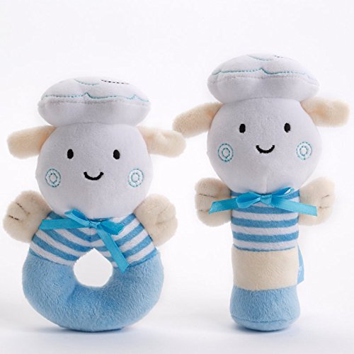 Premium Quality-Soft Baby Rattle- Plush- Sensory-Activity Toy Blue, a cute Baby Boy Gifts-Baby Boy Toys