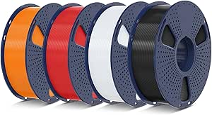 SUNLU 4KG High Speed PLA Filament 1.75mm, 30mm/s - 600mm/s Print Range, 3D Printer Filament 4kg, 1kg per Spool, Pack of 4, 4 Colors, Black White Red Orange