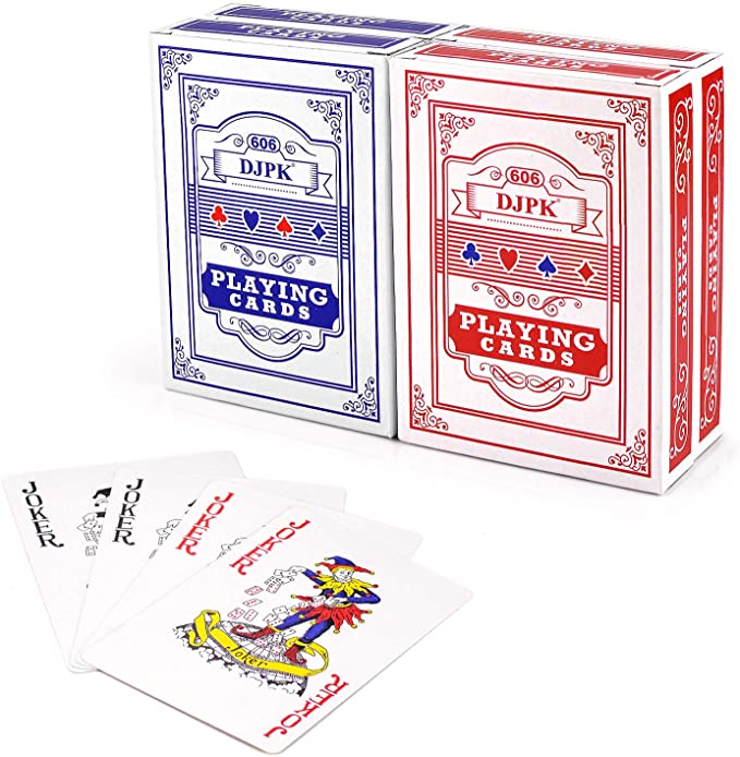 PGXT Playing Cards, 4 Decks (2 Red/2 Blue) Poker Size Standard Index, Fun Poker Night and Party Favors , Blackjack and More