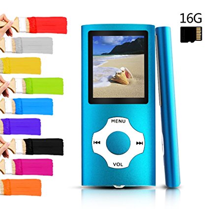Tomameri - MP3 / MP4 Player with Rhombic Button, Portable Music and Video Player, Including a 16 GB Micro SD Card and Maximum support 32GB, Supporting Photo Viewer, Video and Voice Recorder - Blue