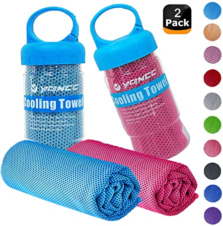 YQXCC Cooling Towels 2 Pack (47"x12") Travel Towel Microfiber Gym Towel for Men or Women Ice Cold Towels for Yoga Gym Travel Camping Golf Football & Outdoor Sports