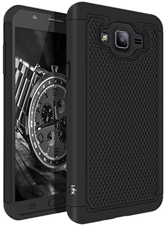 J5 Case, LK [Drop Protection] [Shock Absorption] Hybrid Dual Layer Armor Defender Protective Case Cover for Samsung Galaxy J5 2015 (Black)