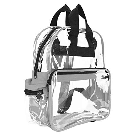 DALIX Clear Backpack Bags Smooth Plastic Light Gray Transparent See Through
